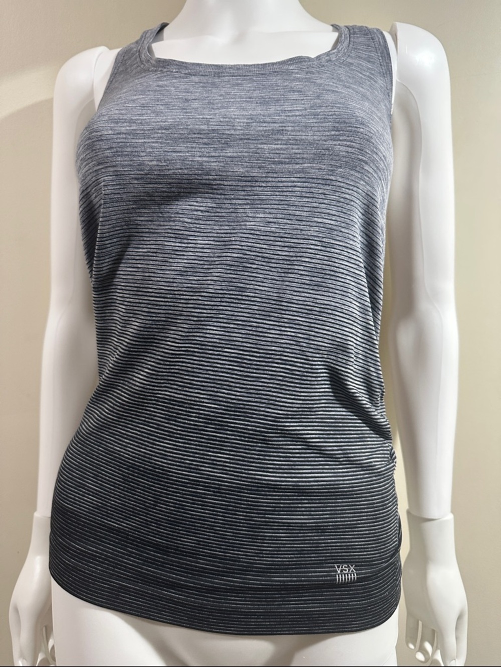 VSX Victoria Secret Gray Striped Racerback Work Out Tank Top